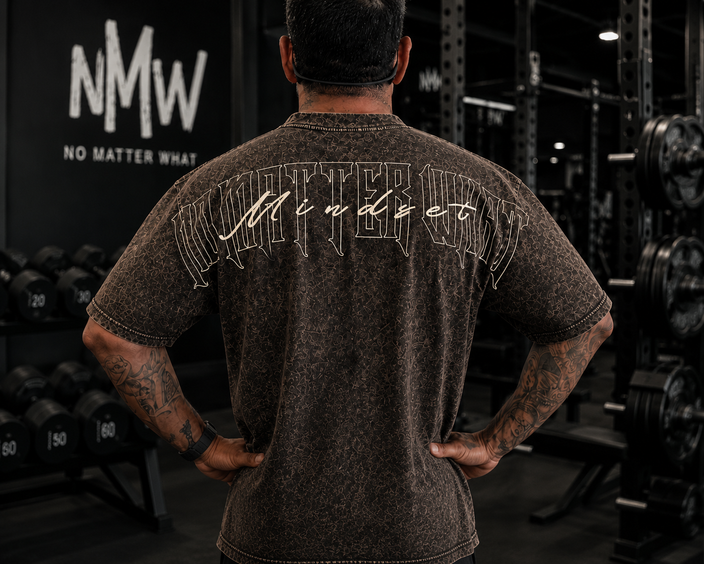 N Matter What Mindset Mineral Wash Tee-Brown