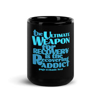 U.W. RECOVERING ADDICT- Black Glossy Mug