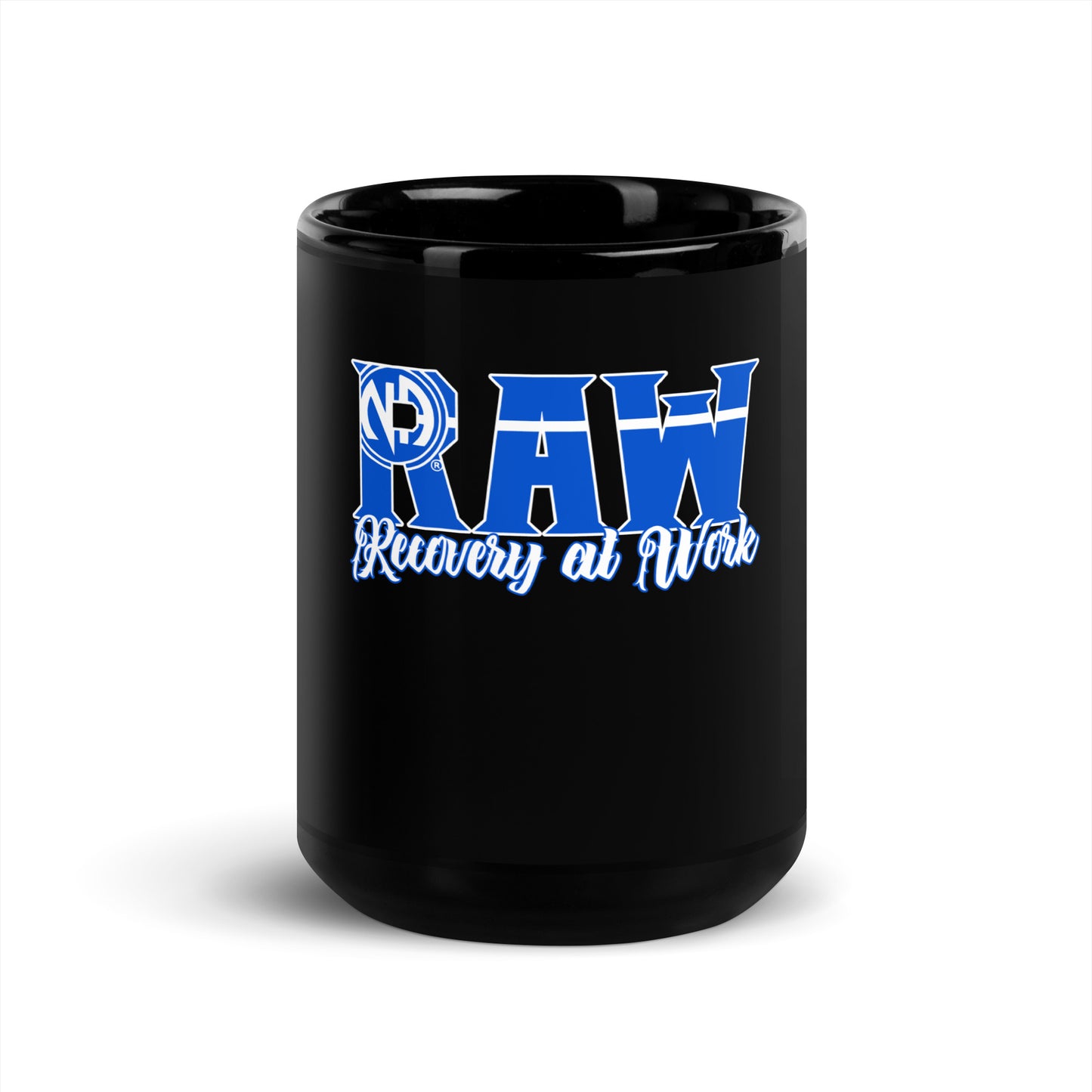 Black- RAW BASIC TEXT- Glossy Mug
