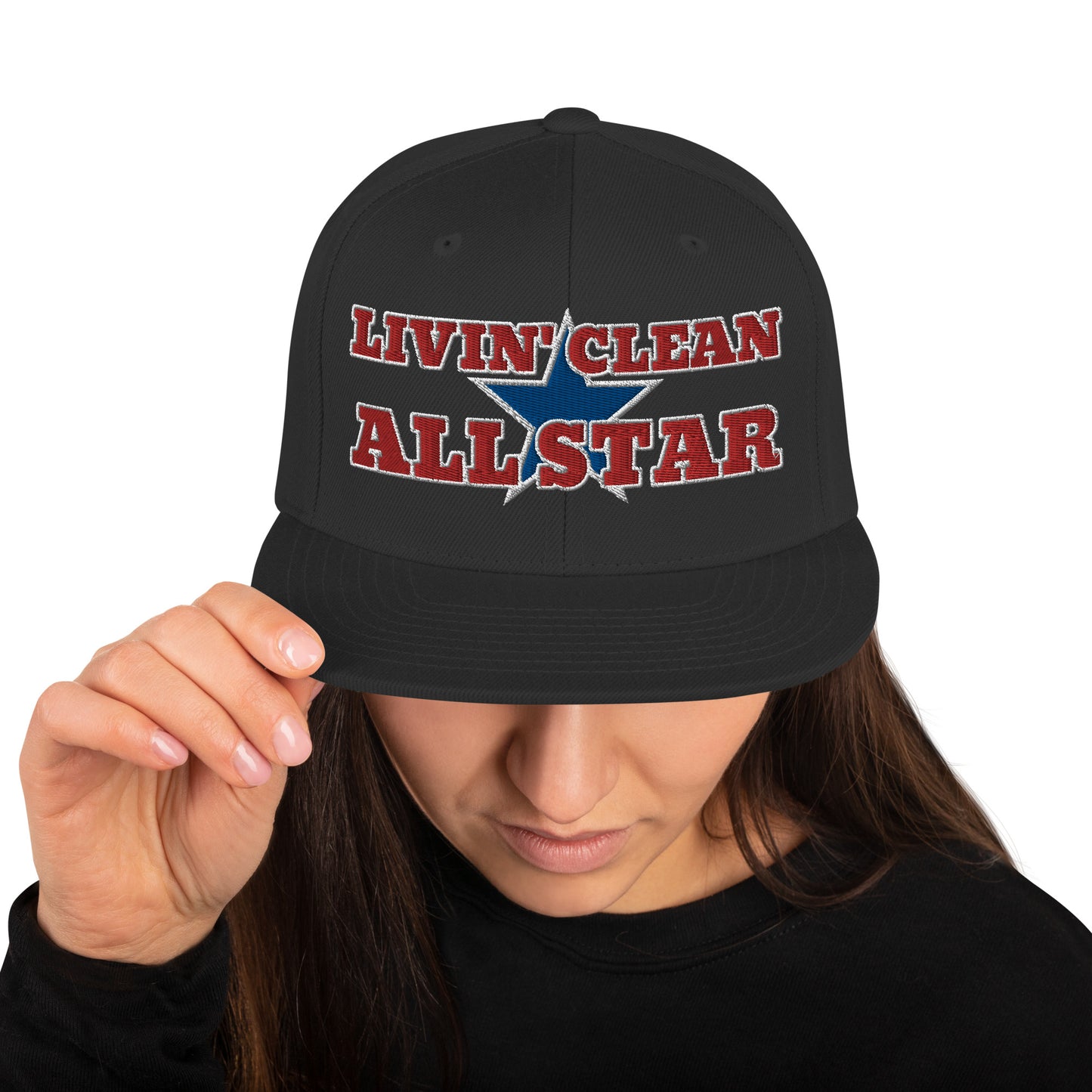 LIVIN' CLEAN ALL STAR- (Embroidered) Snapback Hat