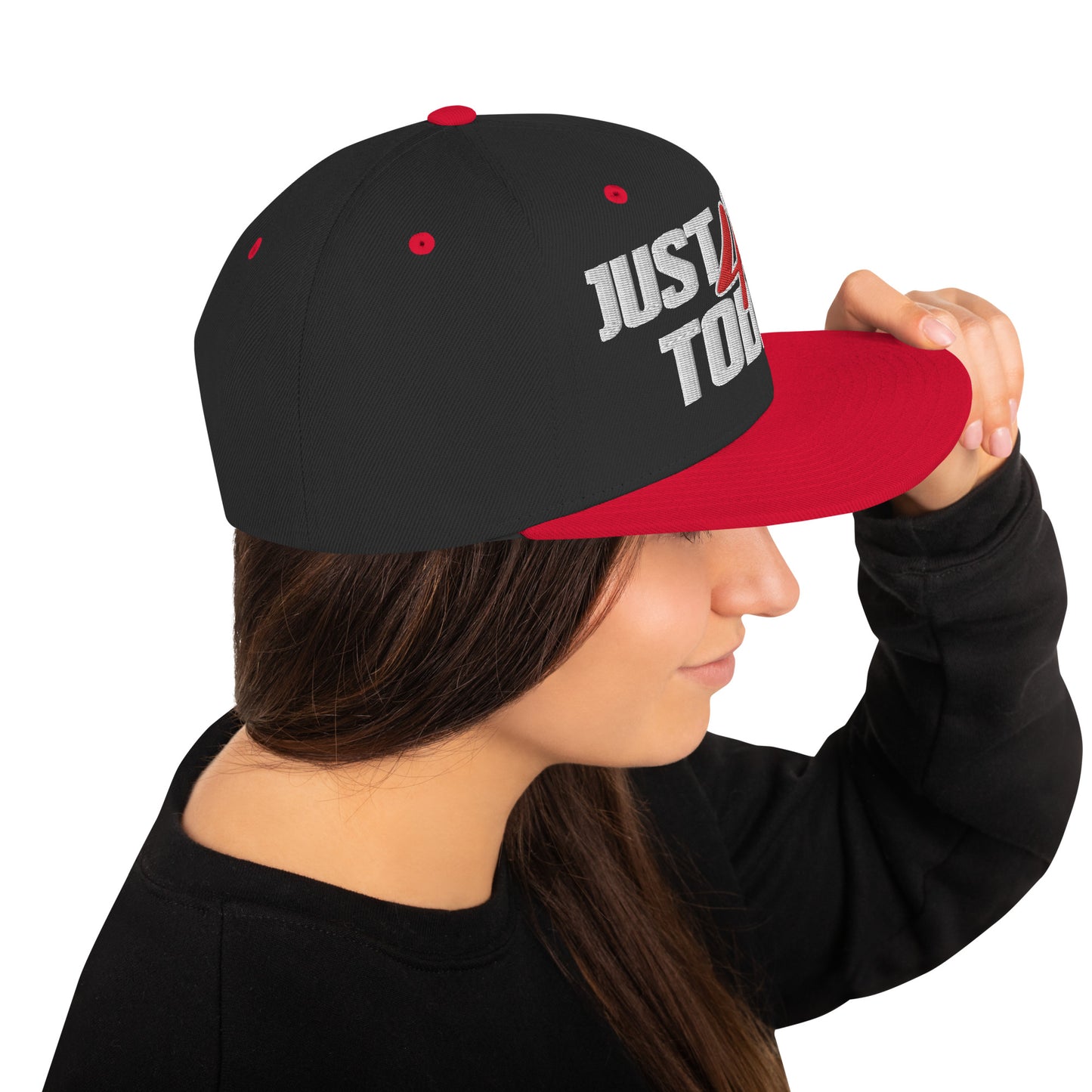 JUST STAY 4 TODAY- (Embroidered White/red) Snapback Hat