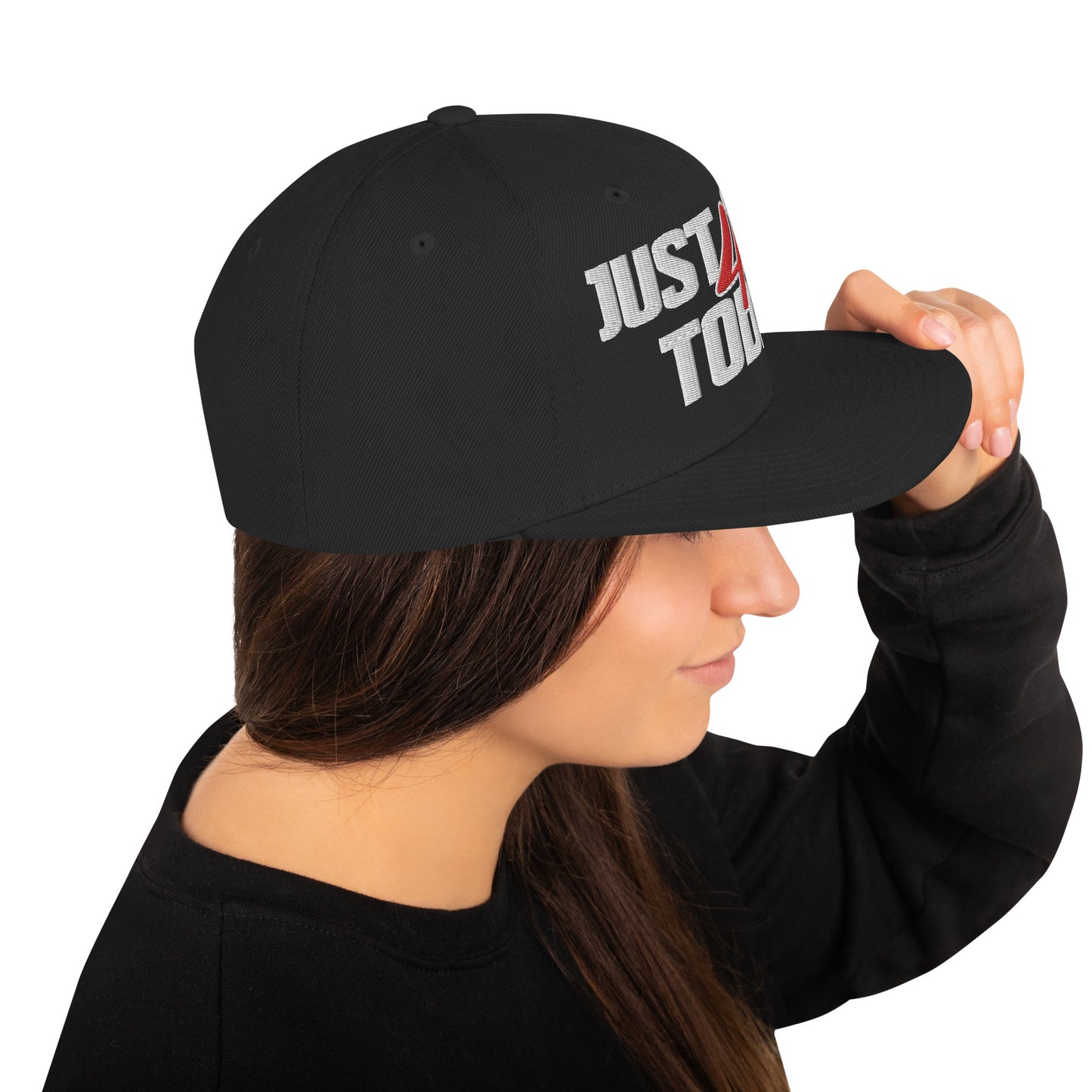 JUST STAY 4 TODAY- (Embroidered White/red) Snapback Hat
