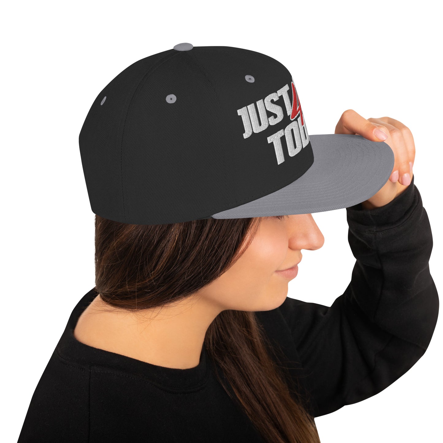 JUST STAY 4 TODAY- (Embroidered White/red) Snapback Hat