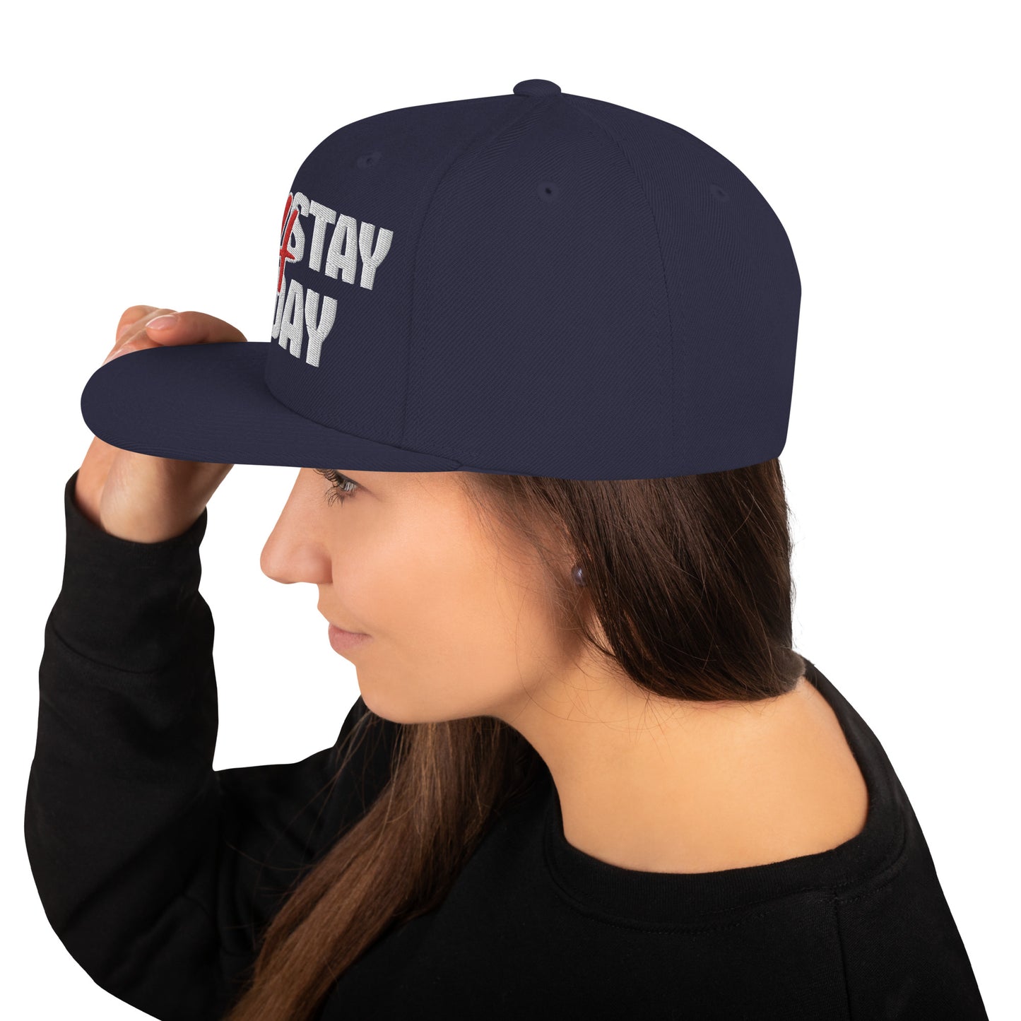 JUST STAY 4 TODAY- (Embroidered White/red) Snapback Hat