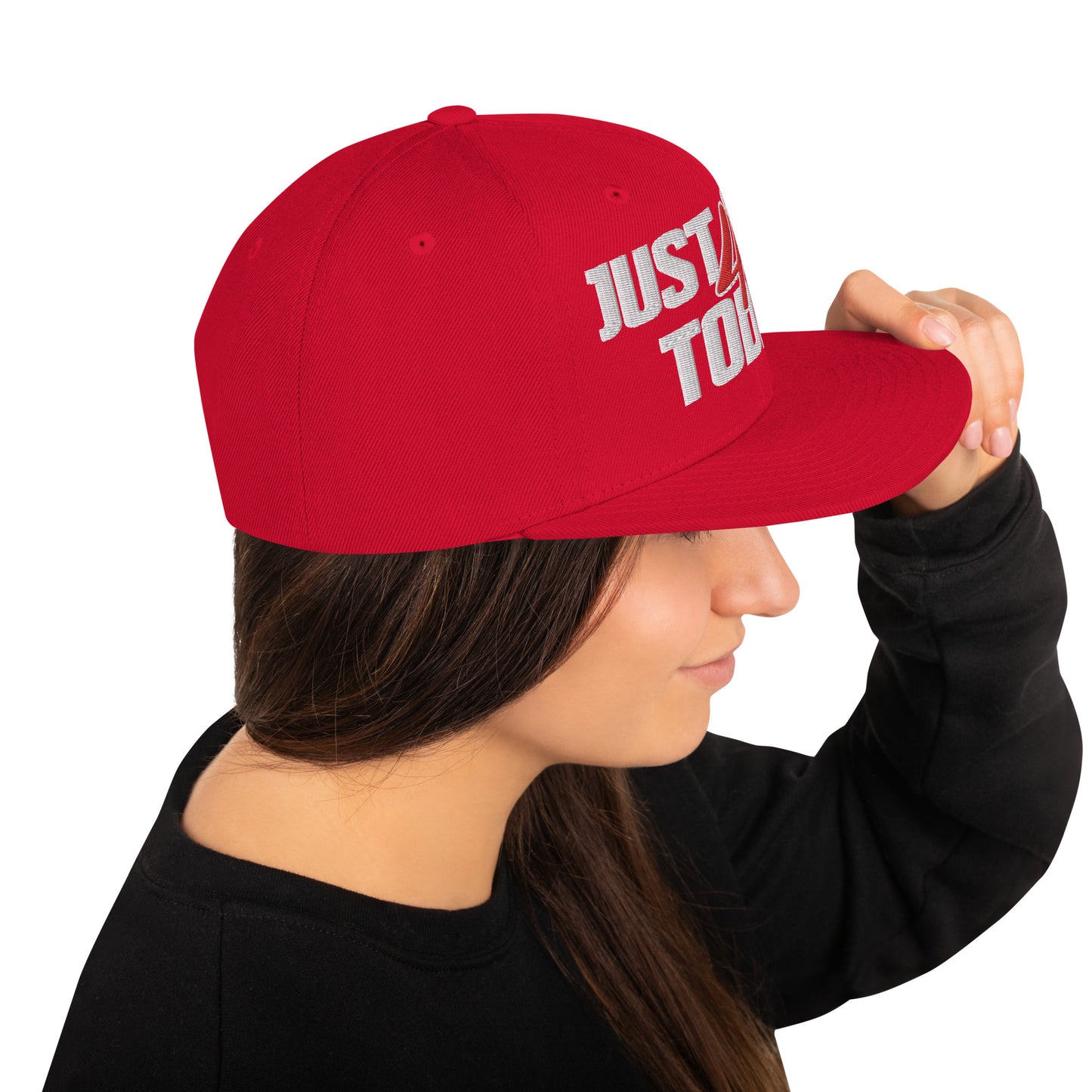 JUST STAY 4 TODAY- (Embroidered White/red) Snapback Hat