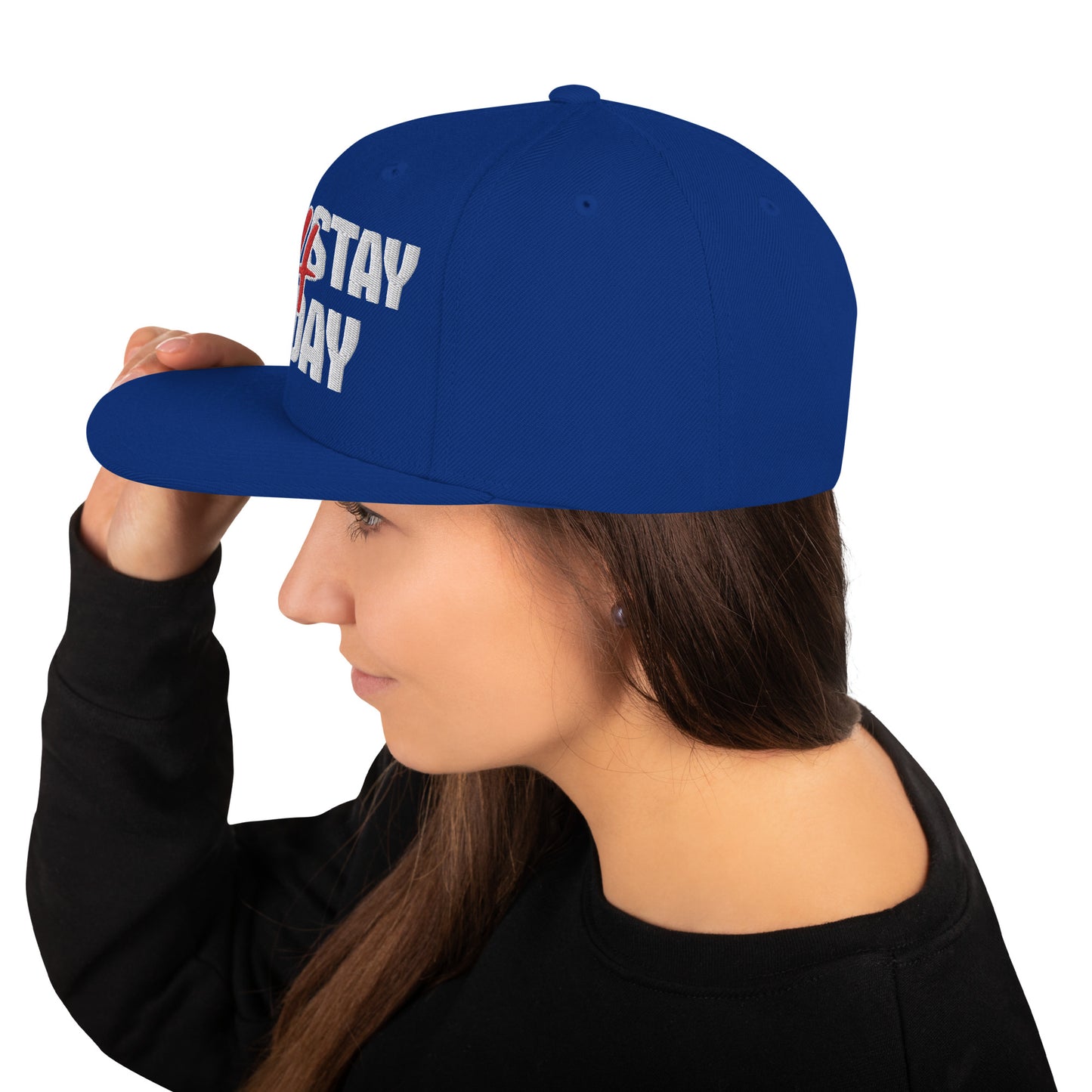 JUST STAY 4 TODAY- (Embroidered White/red) Snapback Hat