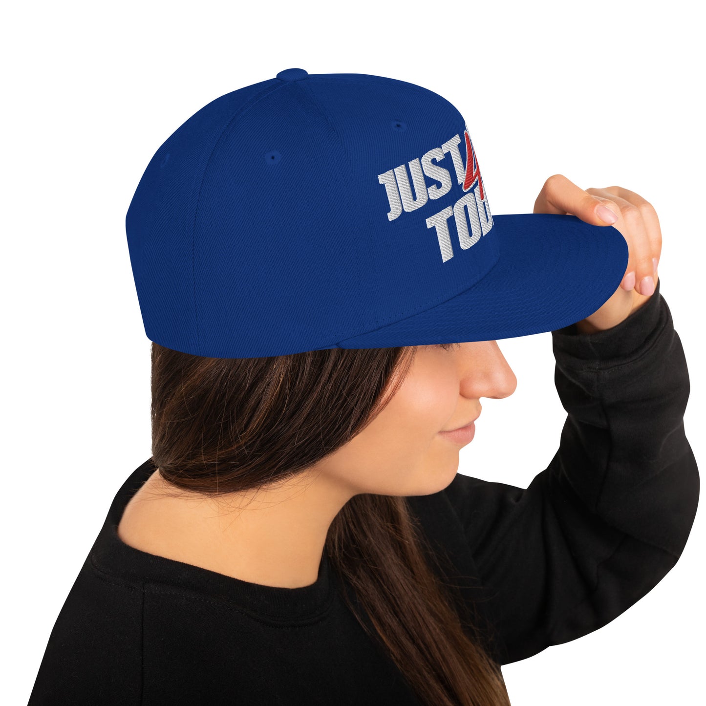 JUST STAY 4 TODAY- (Embroidered White/red) Snapback Hat