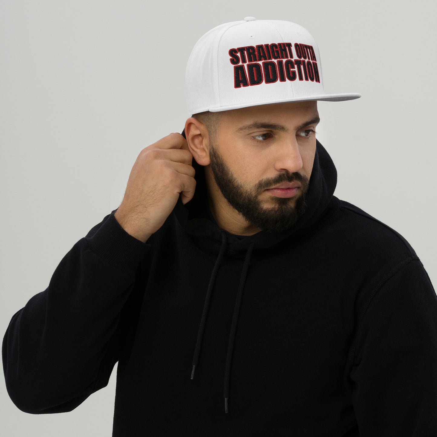 SOA- (Embroidered Red/black) White Snapback Hat
